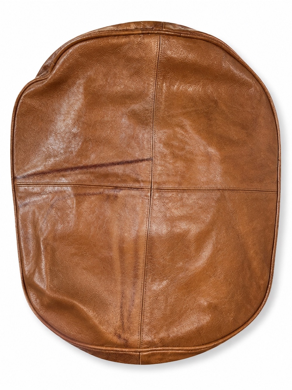 Skin Outfit Genuine Leather Ottoman Pouf Cover Cognac Brown Unstuffed - Picture 4 of 8